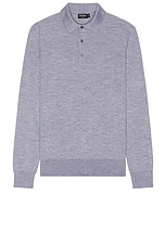 Zegna Casheta Long Sleeve Polo in Grey, view 1, click to view large image.