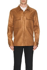Zegna Oasi Lino Overshirt in Brown, view 3, click to view large image.