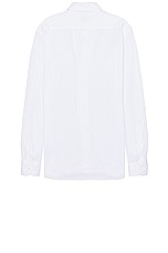 Zegna Pure Cotton Jersey Long Sleeve Button Down Shirt in White, view 2, click to view large image.