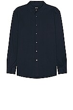 Zegna Pure Cotton Jersey Long Sleeve Shirt in Navy, view 1, click to view large image.