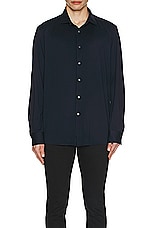 Zegna Pure Cotton Jersey Long Sleeve Shirt in Navy, view 3, click to view large image.