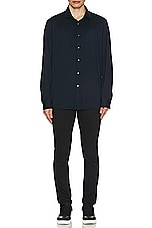 Zegna Pure Cotton Jersey Long Sleeve Shirt in Navy, view 4, click to view large image.