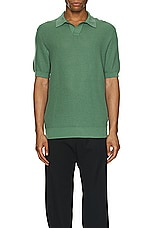 Zegna Cotton Polo in Green, view 3, click to view large image.