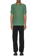 Zegna Cotton Polo in Green, view 4, click to view large image.