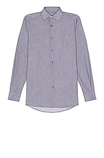 Zegna Detachable Stays Long Sleeve Shirt in Light Grey, view 1, click to view large image.