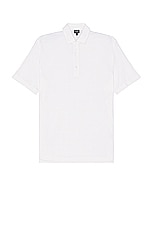 Zegna High Performance Piquet Short Sleeve Polo in White, view 1, click to view large image.