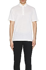 Zegna High Performance Piquet Short Sleeve Polo in White, view 3, click to view large image.
