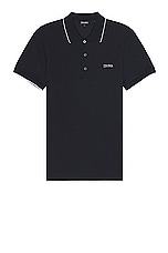 Zegna Short Sleeve Polo in Black, view 1, click to view large image.