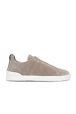 Zegna Triple Stitch Low Top Sneaker in Grey, view 1, click to view large image.