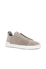 Zegna Triple Stitch Low Top Sneaker in Grey, view 2, click to view large image.