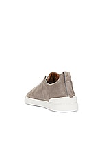 Zegna Triple Stitch Low Top Sneaker in Grey, view 3, click to view large image.