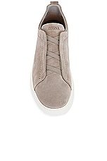 Zegna Triple Stitch Low Top Sneaker in Grey, view 4, click to view large image.