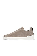 Zegna Triple Stitch Low Top Sneaker in Grey, view 5, click to view large image.