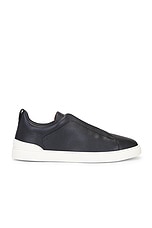 Zegna Triple Stitch Low Top Sneaker in Navy, view 1, click to view large image.