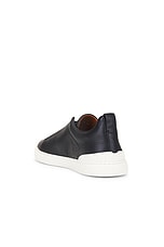 Zegna Triple Stitch Low Top Sneaker in Navy, view 3, click to view large image.