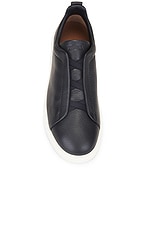 Zegna Triple Stitch Low Top Sneaker in Navy, view 4, click to view large image.