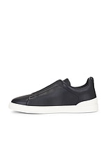 Zegna Triple Stitch Low Top Sneaker in Navy, view 5, click to view large image.
