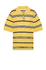 Zankov Fassbinder Stripes Polo in Cantaloupe, view 1, click to view large image.