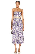 Zimmermann Devi Strapless Jumpsuit in Indigo & Cream Paisley