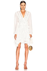 Zimmermann Moncur Frill Wrap Short Dress in Pearl FWRD