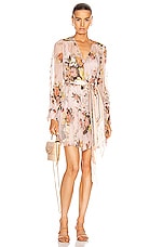 Zimmermann Brightside Lantern Sleeve Mini Dress in Blush Daphne | FWRD