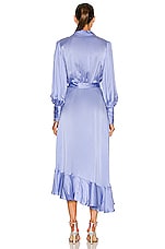 Zimmermann Silk Wrap Midi Dress in Cornflower, view 3, click to view large image.