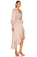 Zimmermann Silk Wrap Midi Dress in Petal, view 2, click to view large image.