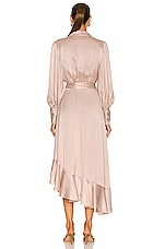 Zimmermann Silk Wrap Midi Dress in Petal, view 3, click to view large image.
