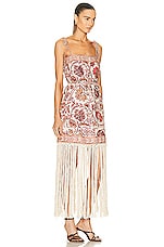 Zimmermann Vitali Fringe Mini Dress in Sepia Floral, view 2, click to view large image.