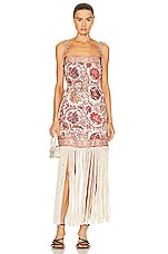 Zimmermann Vitali Fringe Mini Dress in Sepia Floral, view 4, click to view large image.