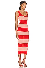 Zimmermann Tank Midi Dress in Coral & Shell Pink Rugby Stripe, view 2, click to view large image.