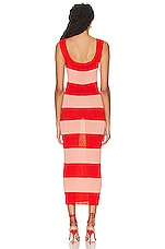 Zimmermann Tank Midi Dress in Coral & Shell Pink Rugby Stripe, view 3, click to view large image.