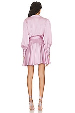 Zimmermann Silk Wrap Mini Dress in Musk, view 4, click to view large image.