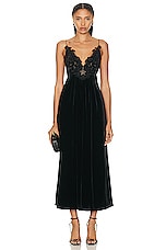 Zimmermann Sensory Velvet Slip Dress in Black, view 1, click to view large image.