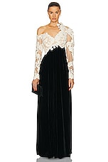 Zimmermann Sensory Velvet Bodice Gown in Black, view 1, click to view large image.
