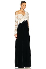 Zimmermann Sensory Velvet Bodice Gown in Black, view 2, click to view large image.