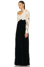Zimmermann Sensory Velvet Bodice Gown in Black, view 3, click to view large image.
