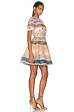 Zimmermann Devi Spliced Mini Dress in Spliced, view 2, click to view large image.