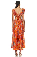 Zimmermann Ginger Frill Midi Dress in Orange Floral, view 3, click to view large image.