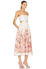 Zimmermann Devi Scallop Midi Dress in Cream Floral, view 2, click to view large image.