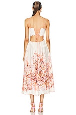 Zimmermann Devi Scallop Midi Dress in Cream Floral, view 3, click to view large image.