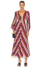 Zimmermann Ginger Plunge Dress in Multi Stripe, view 1, click to view large image.