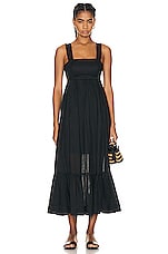 Zimmermann Chintz Tiered Midi Dress in Black, view 1, click to view large image.