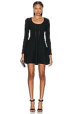 Zimmermann Luminosity Knit Panelled Mini Dress in Black, view 1, click to view large image.