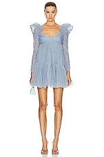 Zimmermann Tulle Ruched Mini Dress in Dusty Blue | FWRD