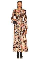Zimmermann August Bias Long Dress in Chocolate Floral, view 1, click to view large image.