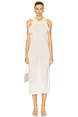 Zimmermann Matchmaker Ruffle Neck Midi Dress in Cream, view 1, click to view large image.