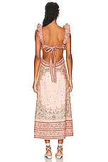 Zimmermann Matchmaker Frilled Midi Dress in Pink Bandana, view 3, click to view large image.