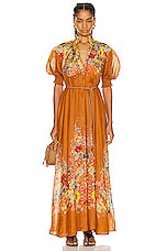 Zimmermann Alight Swing Maxi Dress in Tan Flora, view 1, click to view large image.