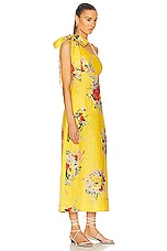 Zimmermann Alight Asymmetric Midi Dress in Yellow Floral, view 2, click to view large image.